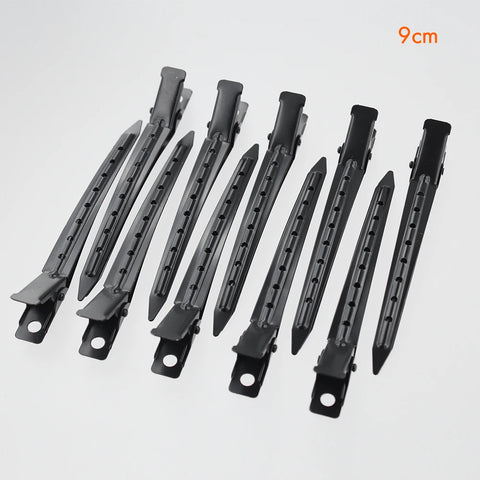 10pcs Black Metal Duckbill Hair Clips Gold Prong Alligator Sectioning Styling Clips