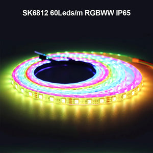 1-5m Addressable RGBW RGBWW LED Strip Light 5050 SMD 60 LEDs/m, White/Black PCB, IP30/IP65/IP67, DC12V