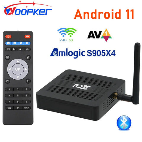 Android 11 TV Box, Amlogic S905X4, 4GB/32GB, Dual-Band WiFi, 4K AV1, Bluetooth, 2T2R, Set-Top Streaming Media Player