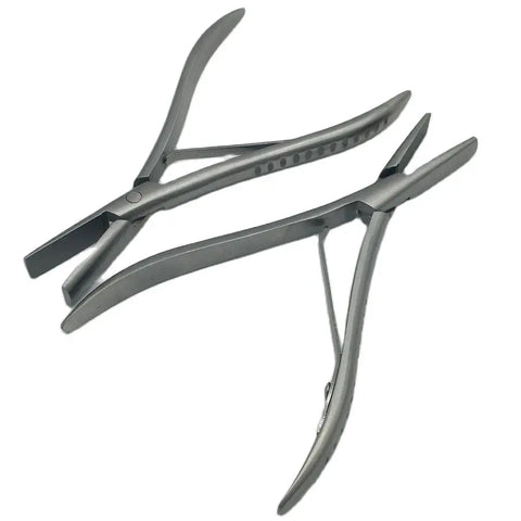 7" Stainless Steel Hair Extension Pliers with Flat Teeth - Smooth Groove Pre-bonded Tool, Silver