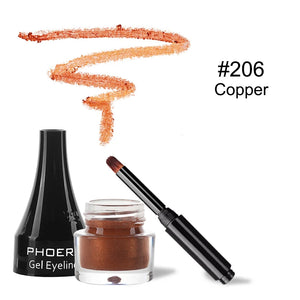 10-Color Waterproof Gel Eyeliner Set with Brush - Long-Lasting Eye Makeup Kit