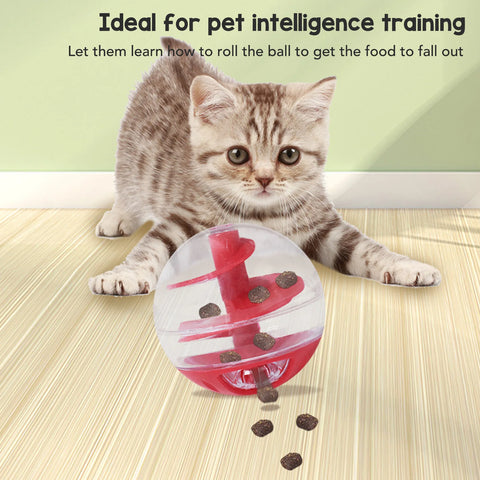 Cat Treat Dispenser Ball Toy, Puzzle Slow Feeder For Kitten Enrichment & Play