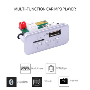 "12V Bluetooth 5.0 Car MP3 Player Kit with USB, TF, FM Radio, Wireless Audio Receiver Decoder Board"