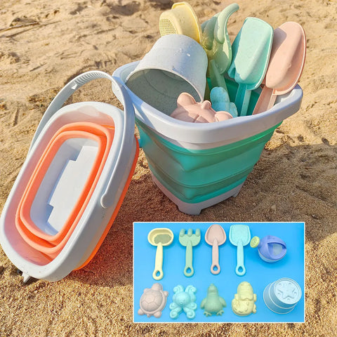 Children's Sand Play Set, Foldable Bucket, Sandbox Toy Kit, Random Colors, 5/11/1 Pcs, Outdoor Beach Fun