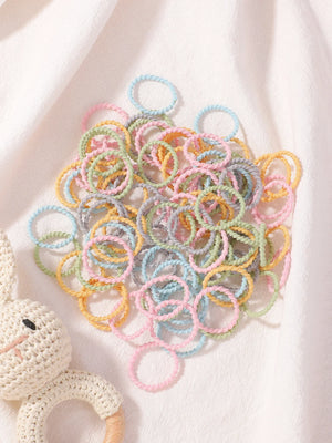 100pcs 2cm Colorful Hair-Safe Elastic Rubber Bands for Toddlers Baby Scrunchies Set