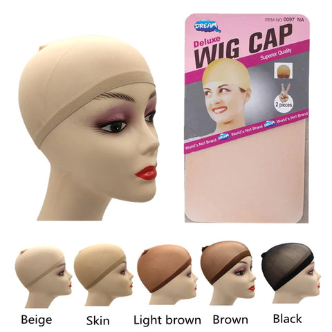 2pcs Stretch Wig Cap Hair Net for Weave/Wigs - Black/Brown Mesh Caps for Wig Making