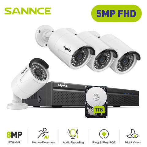 8CH 8MP NVR Security System: 5MP PoE Outdoor IP Cameras CCTV Surveillance Kit