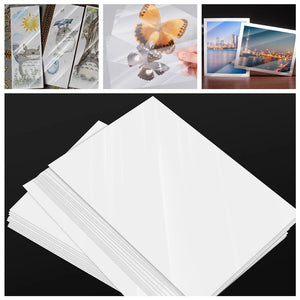 10 Sheets A4 Holographic Transparent Self-Adhesive Cold Laminating Film for Crafts and Photos - Stars & Dots Pattern