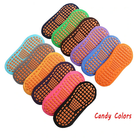 10 Pairs Non-Slip Socks for Kids & Adults - Trampoline, Sports, Outdoor, Parent-Child Cotton Set