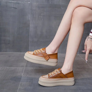 Women's Platform Sneakers 2025 - Fashion Lace-Up Walking & Running Shoes, Comfortable & High Quality