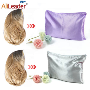 10 Satin Wig Bags for Hair Extensions, 35x25cm Silk Storage with Zipper