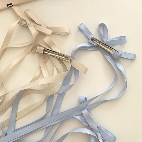 Elegant Lolita Ribbon Bow Hair Clip, Long Hair Tie, Y2K Style Bang Accessory