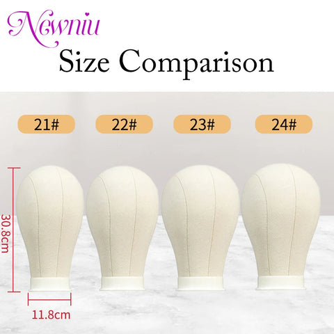 Canvas Wig Head Stand 21-24 Inch Mannequin for Hairstyling, Wig Display, Making with Supports Holder