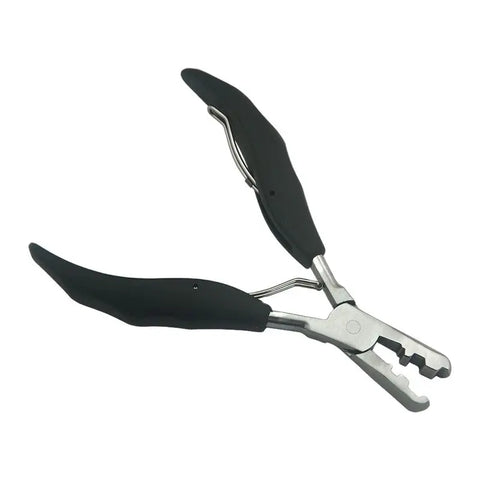 2-in-1 Hair Extension Clamp Pliers, 5.7" Black Handle, Flat Grooves 3mm & 5mm, Pre-bonded Hair Tool