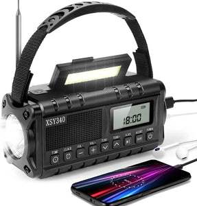 10,000mAh Solar Hand Crank Emergency Radio AM/FM/NOAA, LED Flashlight, SOS Alarm, Power Bank, Portable for Outdoor, Dropshipping