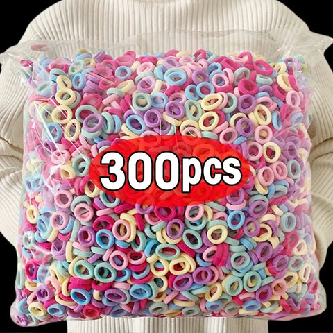 100/300/500 Pcs Colorful Elastic Hair Ties Rubber Bands for Ponytails Scrunchies Hair Accessories