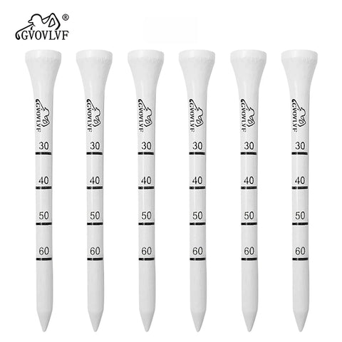 50 Bamboo Golf Tees 83mm Degree Scale, Reduce Friction & Spin, White/Black Adjustable Depth