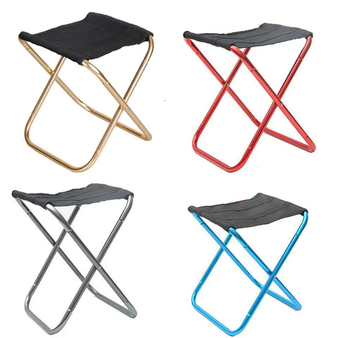 Foldable Outdoor Camping Chair with Bag - Golden Aluminum Alloy, Portable for Fishing & Camping