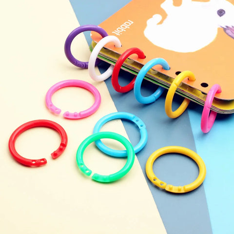 50pcs 15mm Plastic Ring Binders for DIY Albums Loose-Leaf Office Binding Supplies Photo Album Hoops