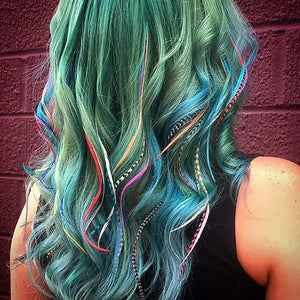 10 Pcs Colored Feather Hair Extensions I Tip Synthetic Zebra Strands Hairpiece