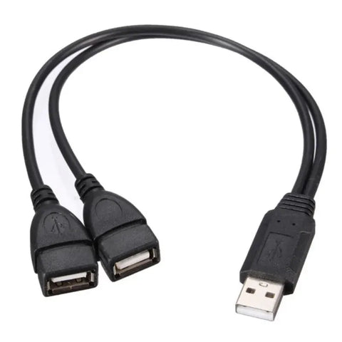 Dual USB 2.0 Splitter Adapter Cable - 1 Male to 2 Female Power Extension