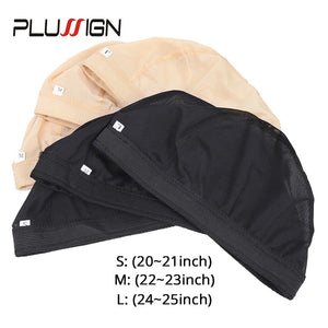 1 Piece Stretch Hairnet Mesh Dome Wig Cap Black Weaving with Elastic Band for Wig Making Sizes S M L
