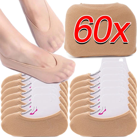 30 Pairs Women's Summer Invisible Short Socks Non-slip Seamless Ice Silk Ankle Socks for High Heels