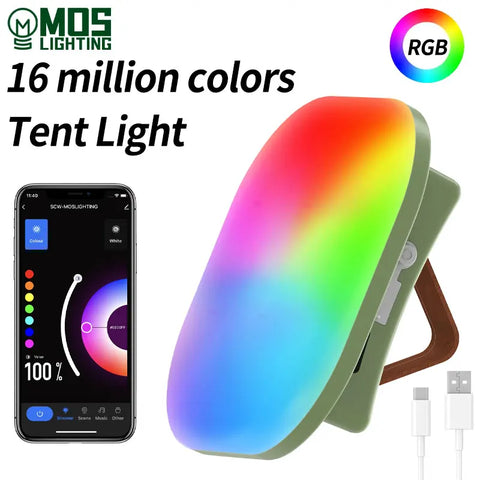 Camping Lantern Rechargeable Bluetooth Control RGB LED 80W Smart Light with Music Sync & Tuya App, 13500mAh for Outdoor Tent