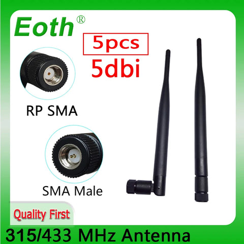 5-Pack 433/315 MHz Antennas 5dBi SMA Male/Female Waterproof Folding IOT LoRaWAN Gas Meter