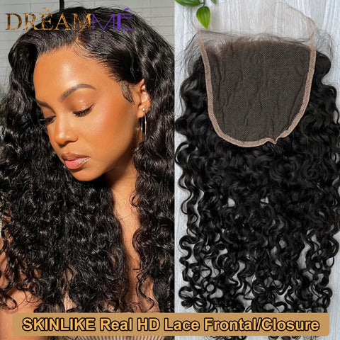 HD Lace Water Wave Closure & Frontal Virgin Hair - 4x4/5x5/6x6 Closure, 13x4/13x6 Invisible Melt Skins, Deep Parting