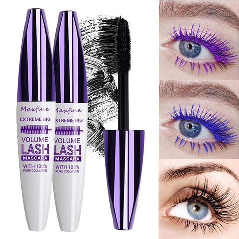 5d Smudge-proof Mascara Set - Long-lasting Curl & Volume - Purple, Blue, White
