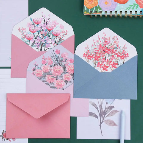 6pcs Floral Letter Envelopes Set - Love Note Stationery for Office, School, Weddings, Parties, Festivals