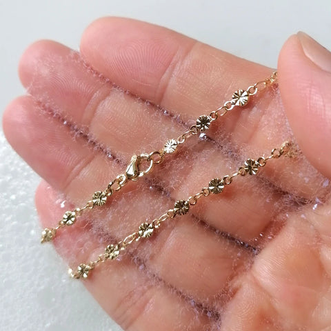 18k Gold Stainless Steel Anklet Women Daisy Charm 9"-11" Waterproof Adjustable Chain