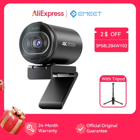 4K Streaming Webcam 1080p 60fps USB Camera with Dual Mics for Gaming, YouTube, Video Calls