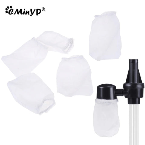 5-Pack Fish Tank Siphon Filter Bags for Aquarium Cleaning & Water Filtration