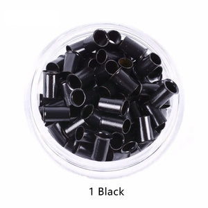 1000x Micro Rings Beads 3.4x3.0x6mm Copper Tubes for I-Tip Hair Extensions, 7 Colors Available