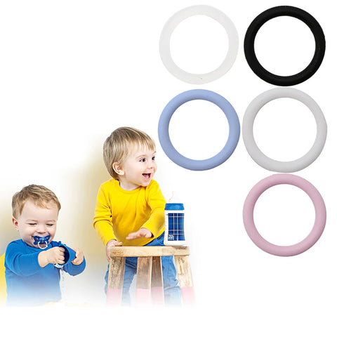 5pcs Silicone O-Ring Baby Pacifier Clip Adapter Holder Set