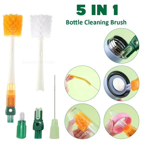 5-in-1 Baby Bottle & Cup Cleaning Brush Set with Water Bottle Cleaner Tool