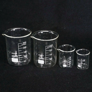 100/150/200/250/300ml Borosilicate Glass Beaker, Low Form, Chemistry Lab Use
