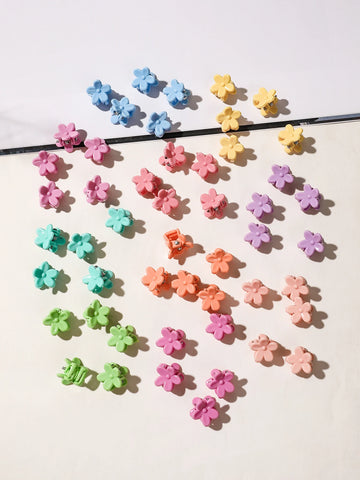 50pcs Flower Hair Clips Multicolor Mini Styling Accessories for Women and Girls, 10+ Colors