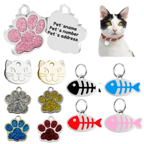 Engraved Steel Pet ID Tags for Dogs & Cats - Custom Name Charms, Anti-Lost
