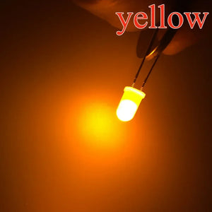 1000pcs 5mm Diffused LED Diodes, White/Red/Green/Blue/Yellow/Warm Light, 2-Pin 6000-6500K