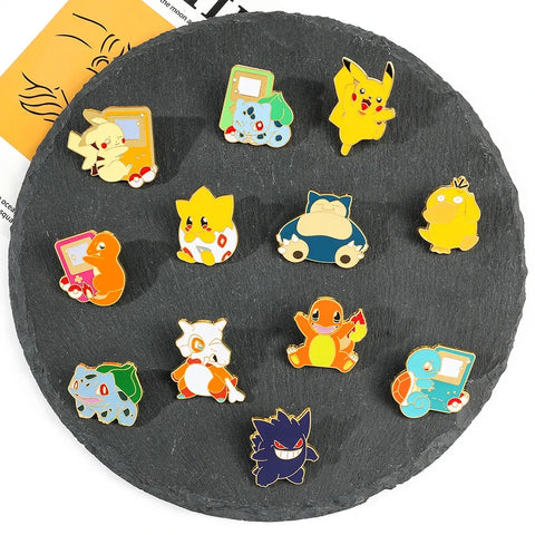 4 Pcs Cute Game Console Pins Set: Pikachu, Togepi, Charmander Enamel Brooches for Wallets, Backpacks, Clothing Jewelry