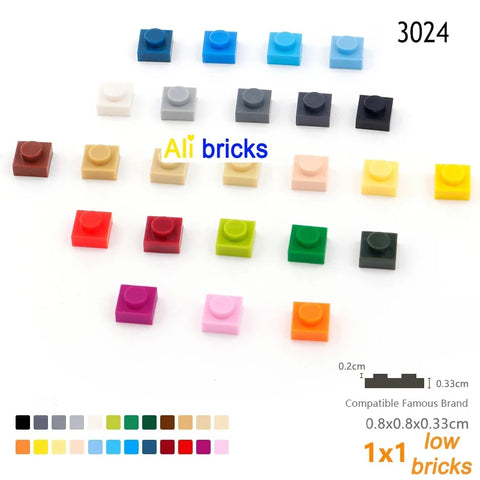 100pcs 1x1 Building Block Plates for Kids DIY Brick Sets STEM Learning Toy