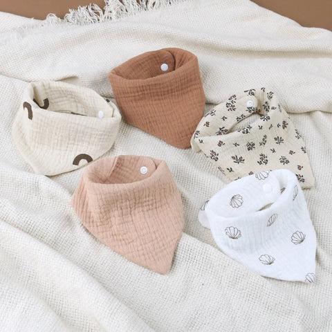 4-Pack Baby Cotton Drool Bibs Scarf Set - Soft Teething & Burp Cloths for Infant Comfort