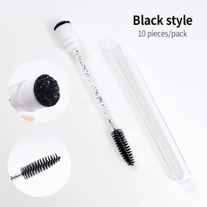 10-Pack Reusable Mascara Wands with Tubes & Case for Lash and Brow Grooming