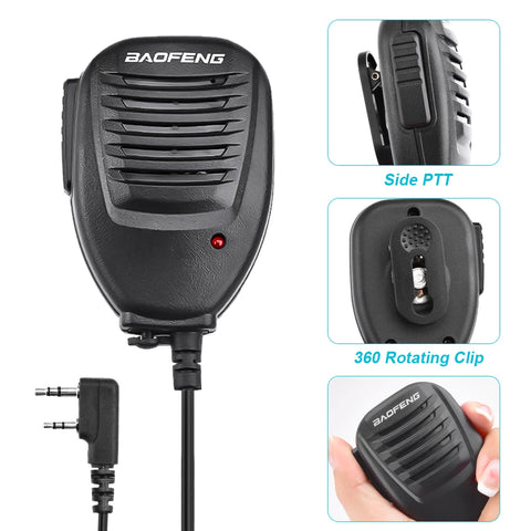 Dual PTT Walkie Talkie Microphone Speaker for Baofeng BF888S UV82 UV5R Two-Way Radios