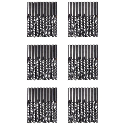 60pc 3.175x22mm Single Flute Spiral Carbide CNC Router Bits Set for Milling