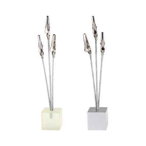 3-Wire Memo Holder Clips Cube for Photos, Notes, Cards - Alligator Clamp Desk Stand for Office or Business