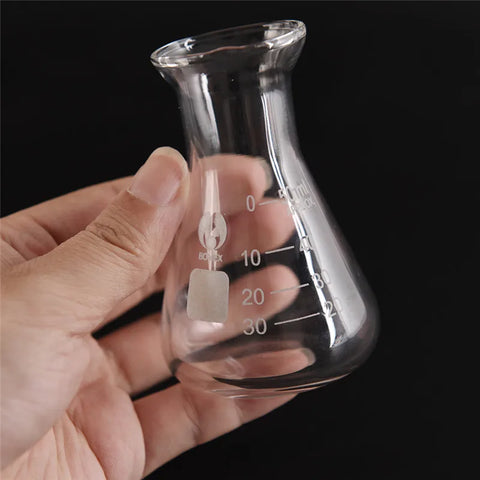 50ml Clear Glass Conical Erlenmeyer Flask Lab Equipment Wide Mouth